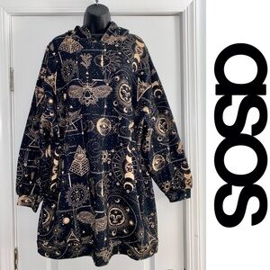 ASOS Oversized Black Witchy Graphic Hoodie Dress